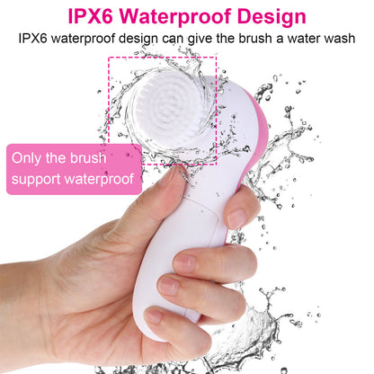 Waterproof Face Spin Cleansing Brush with 5 Heads