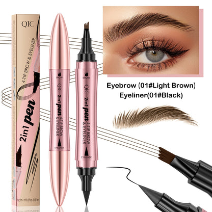 Double-headed 3D Micro-carved Liquid Four-fork Eyebrow Pencil