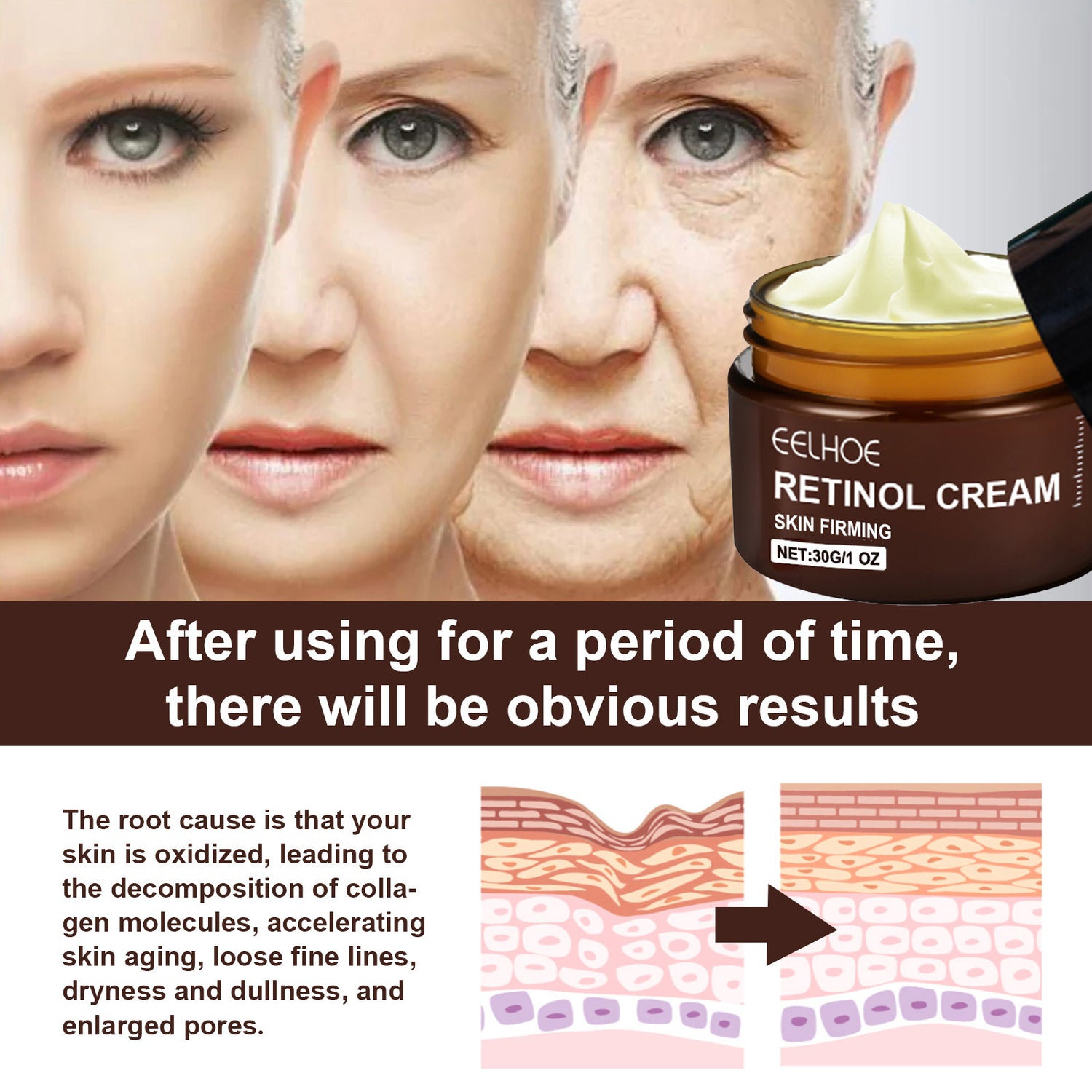 EELHOE Retinol Cream, Anti-Aging Firming Brightening Moisturizing - Opaline Glam Beauty