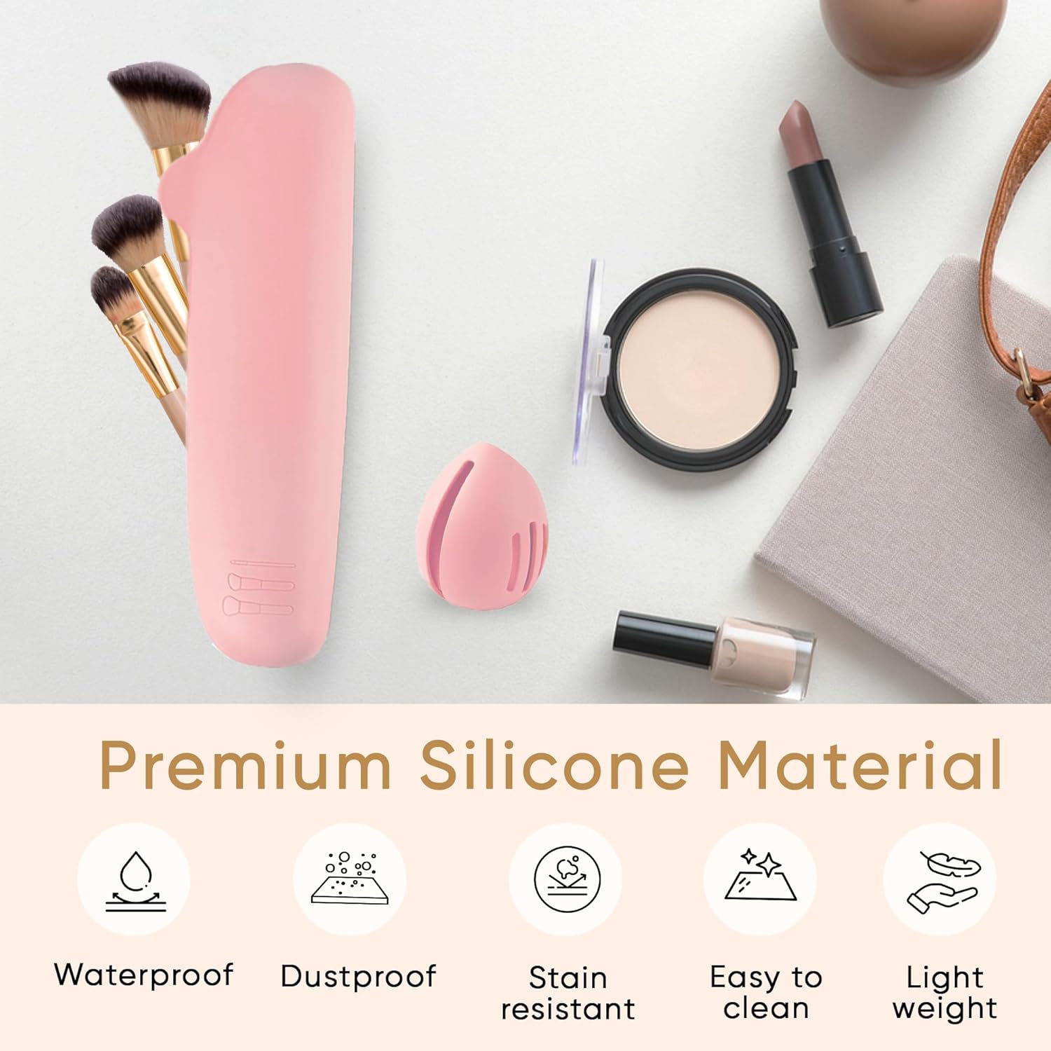 Silicone Travel Makeup Brush &amp; Sponge Holder