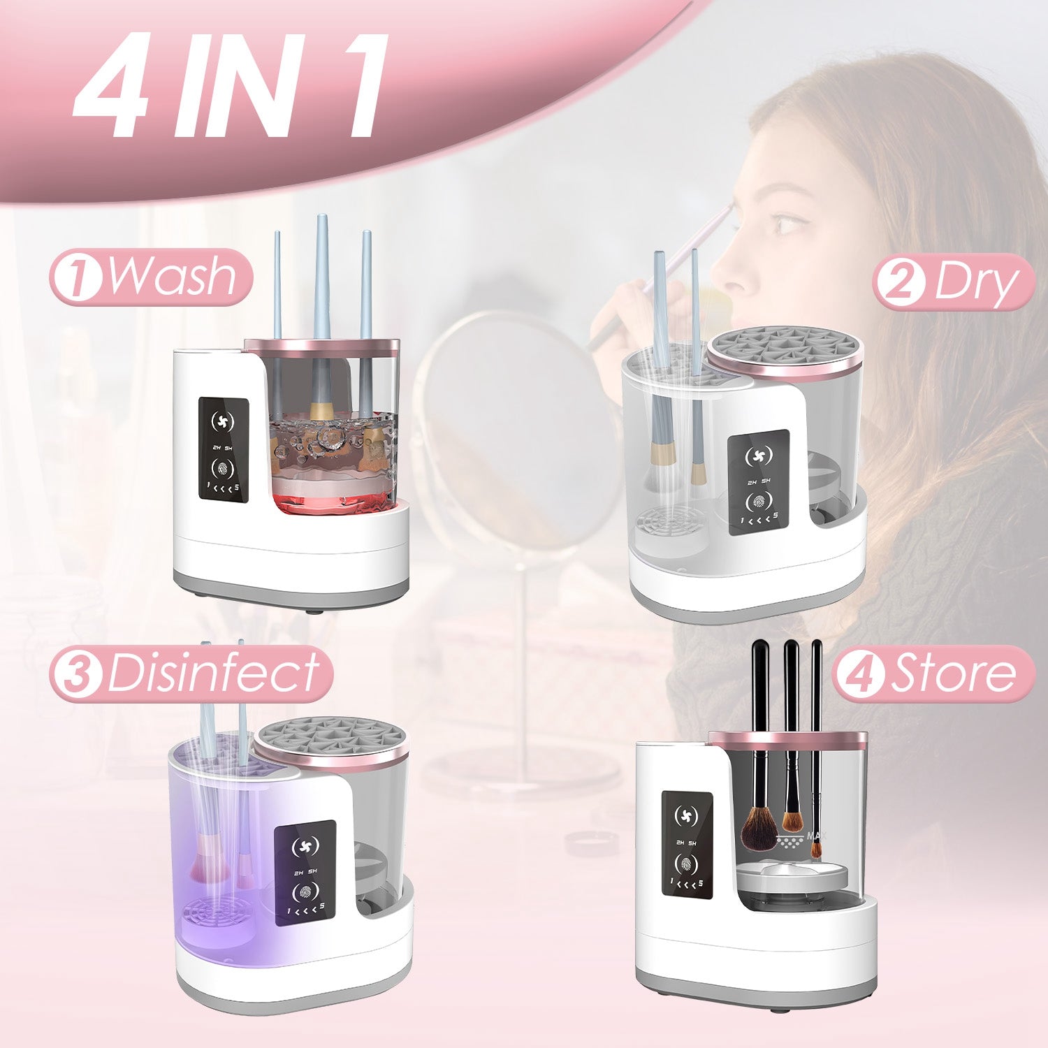 4-in-1 Electric Makeup Brush Cleaner &amp; UV Dryer