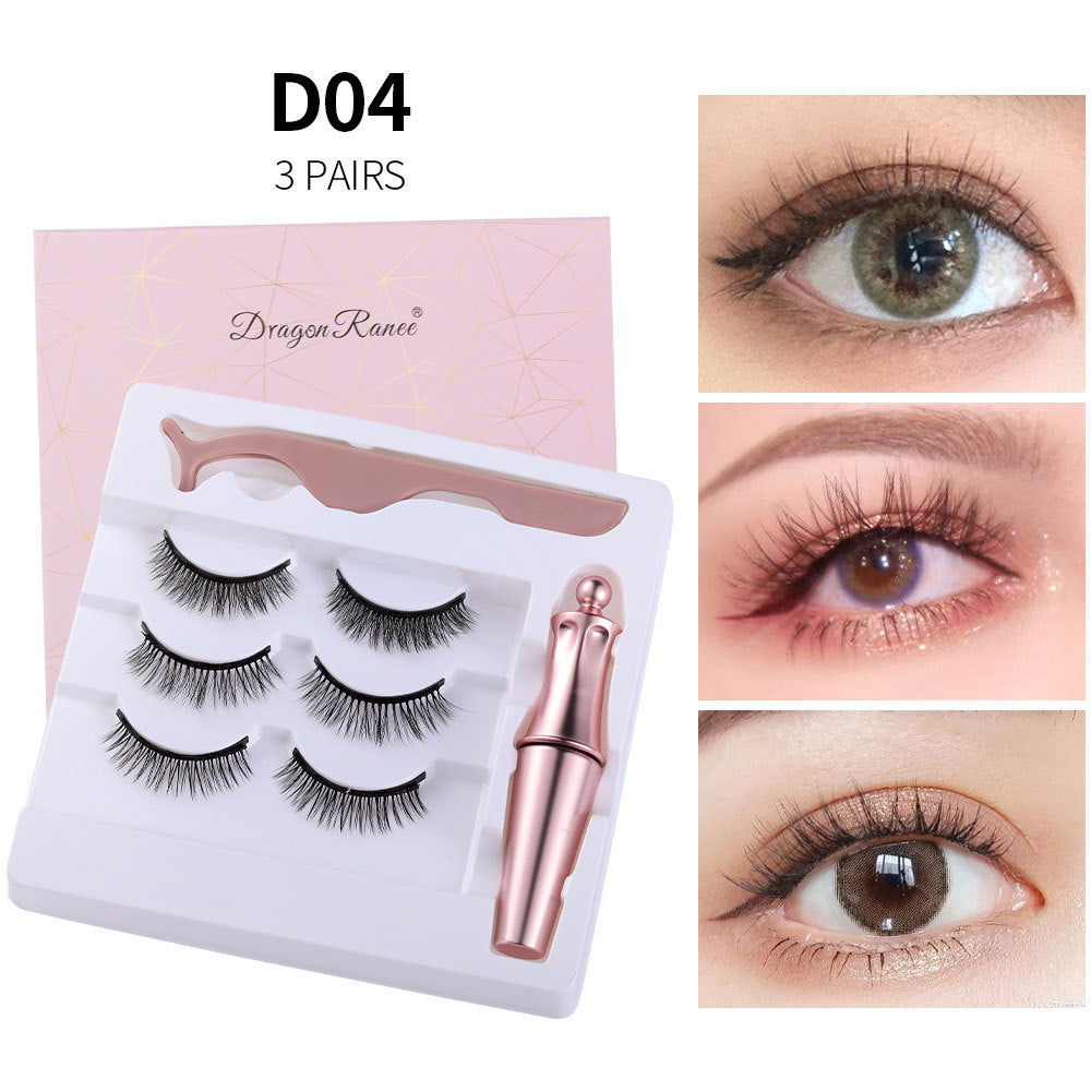 Natural Long Lasting Magnetic Liquid Eyeliner &amp; Magnetic False Eyelashes &amp; Tweezer Set Make up Set