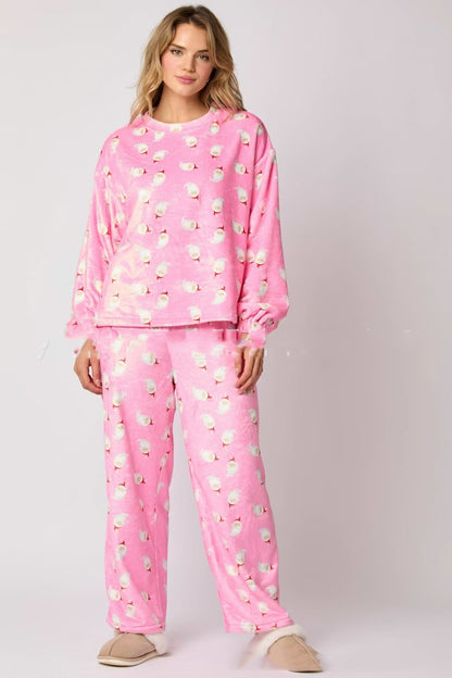 2024 Casual Flannel Pajama Sets For Women 2 Piece Cute