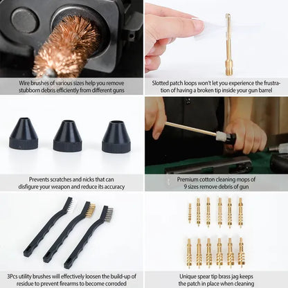 Universal Gun Cleaning Kit with Brushes &amp; Mops