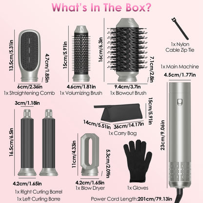 1Pc 6 In 1 Hot Air Styler Volumizer Straightener Curler Dryer Automatic Wrap Styler