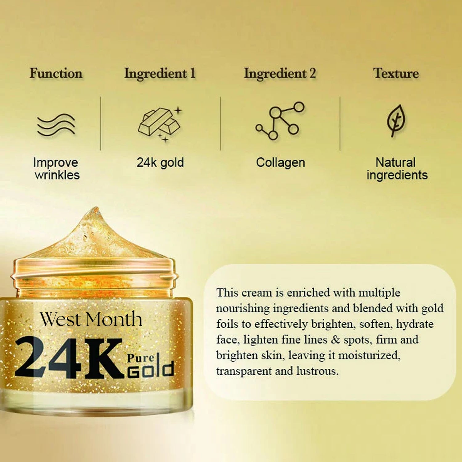 West&amp;Month 24K Gold Collagen Anti-Wrinkle Face Cream