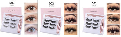 Natural Long Lasting Magnetic Liquid Eyeliner &amp; Magnetic False Eyelashes &amp; Tweezer Set Make up Set