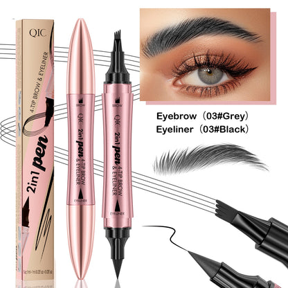 Double-headed 3D Micro-carved Liquid Four-fork Eyebrow Pencil