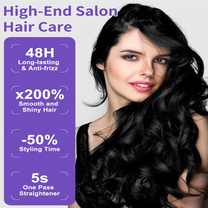 Professional Steam Hair Straightening Iron – Titanium Flat Iron - Opaline Glam Beauty