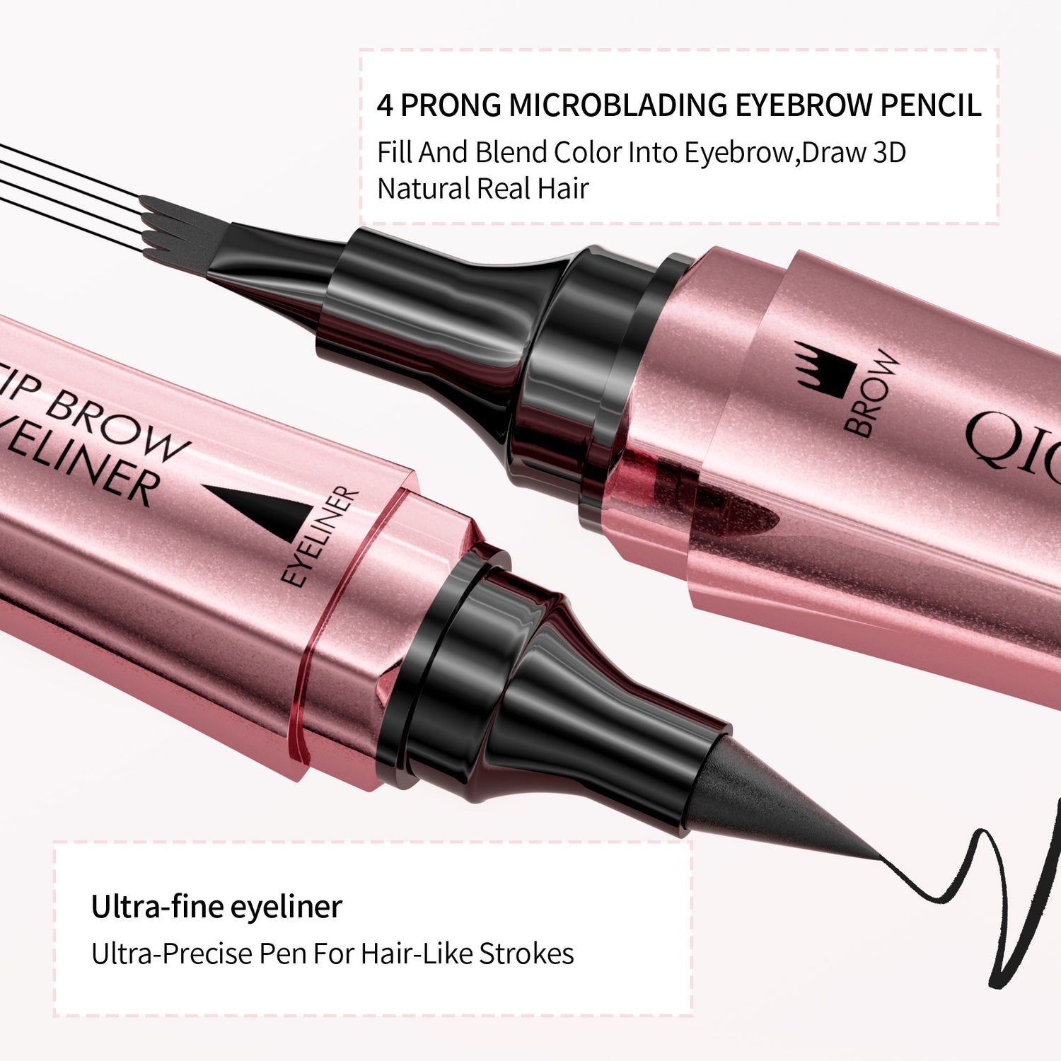 Double-headed 3D Micro-carved Liquid Four-fork Eyebrow Pencil