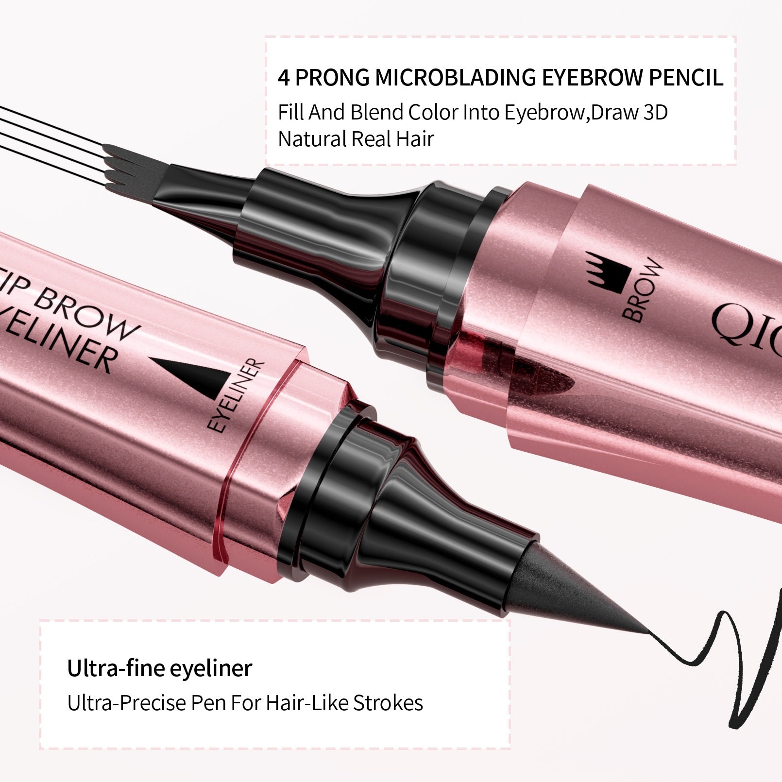 Double-headed 3D Micro-carved Liquid Four-fork Eyebrow Pencil