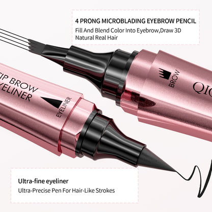 Double-headed 3D Micro-carved Liquid Four-fork Eyebrow Pencil