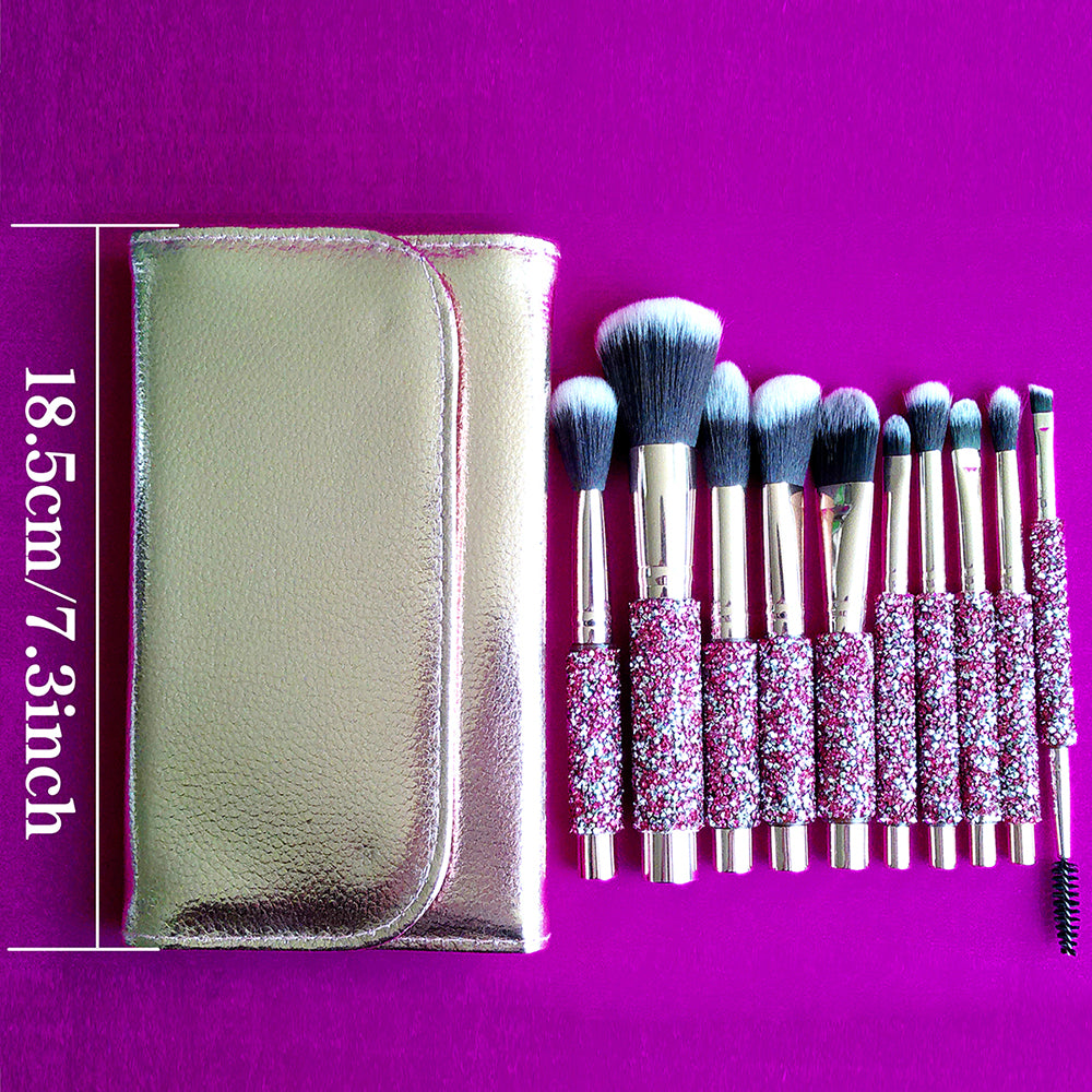 10-in-1 Diamond Inlaid Handmade Makeup Brush