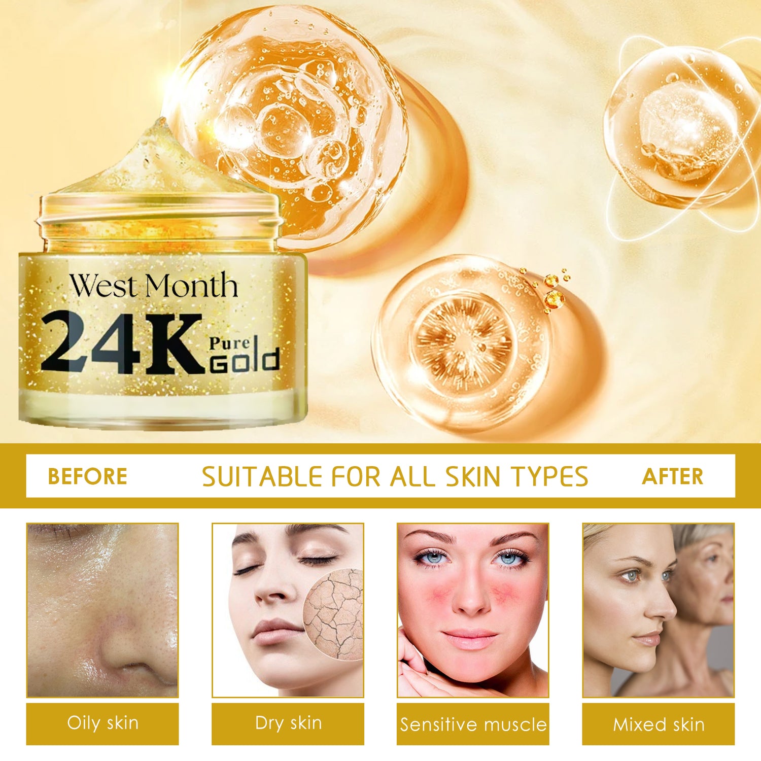 West&amp;Month 24K Gold Collagen Anti-Wrinkle Face Cream