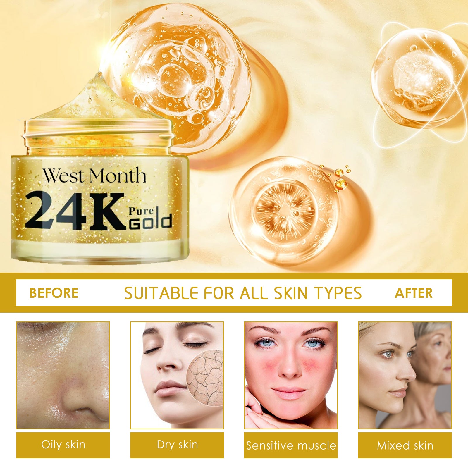 West&amp;Month 24K Gold Collagen Anti-Wrinkle Face Cream