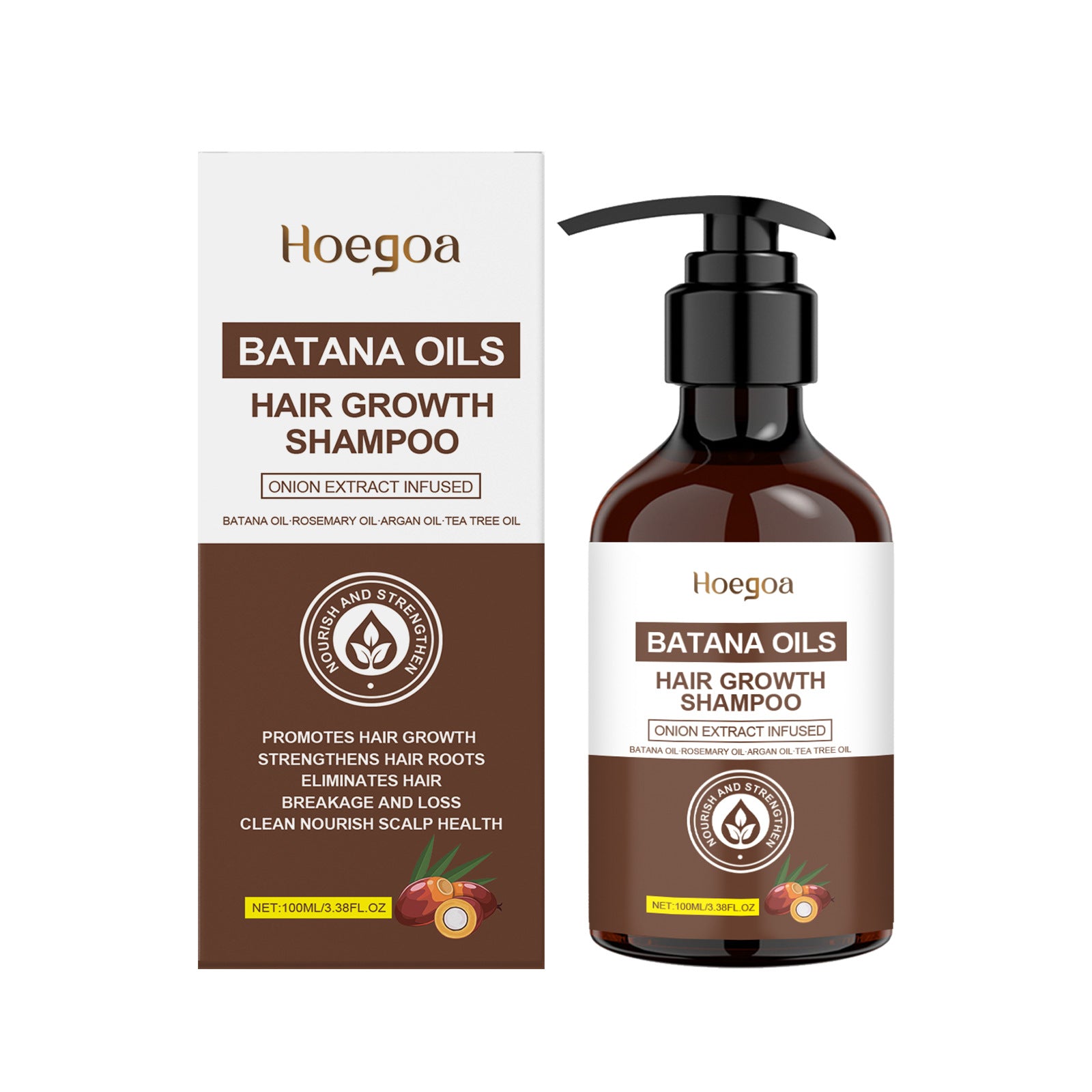 HOEGOA Batana Oil Shampoo Moisturizing Scalp Soft Oil Control Fluffy Lasting Fragrance Mild Shampoo