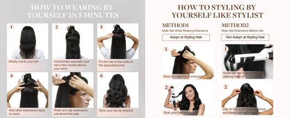 4/27 Ombre Body Wave Clip-In Human Hair Extensions – 120g 8pcs - Opaline Glam Beauty