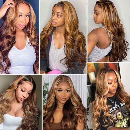 Honey Blonde Highlight Body Wave Lace Front Wig - Opaline Glam Beauty