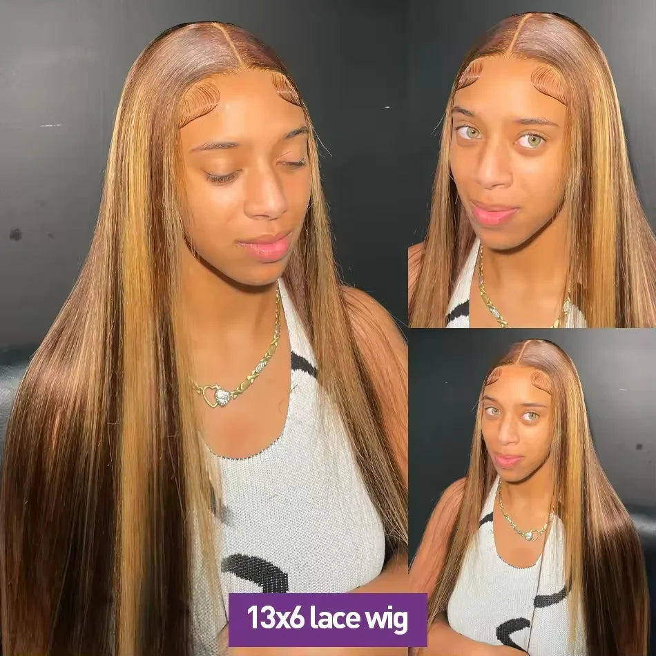 Blonde Ombre Bone Straight Human Hair Wig - Opaline Glam Beauty