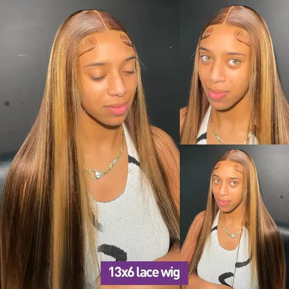 Blonde Ombre Bone Straight Human Hair Wig - Opaline Glam Beauty
