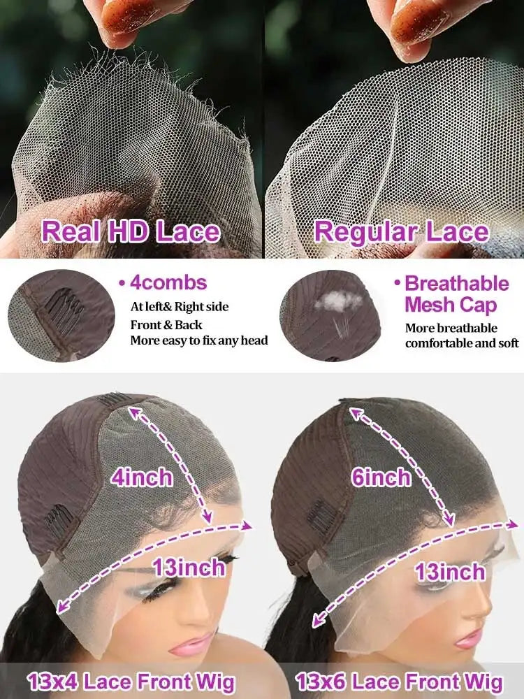 250% Density Glueless Bone Straight HD Lace Front Human Hair Wig - Opaline Glam Beauty