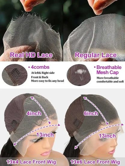 250% Density Glueless Bone Straight HD Lace Front Human Hair Wig - Opaline Glam Beauty