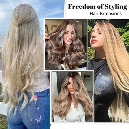4/27 Ombre Body Wave Clip-In Human Hair Extensions – 120g 8pcs - Opaline Glam Beauty