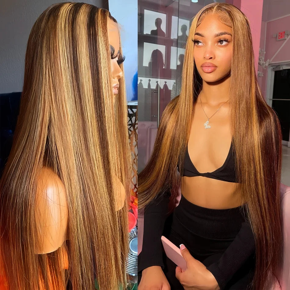 Blonde Ombre Bone Straight Human Hair Wig - Opaline Glam Beauty