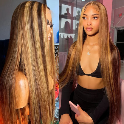 Blonde Ombre Bone Straight Human Hair Wig - Opaline Glam Beauty