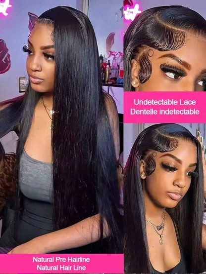 40–42 Inch Straight HD Lace Front Human Hair Wig for Women - Opaline Glam Beauty