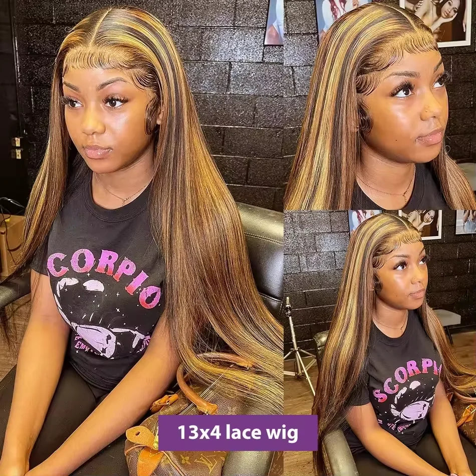 Blonde Ombre Bone Straight Human Hair Wig - Opaline Glam Beauty
