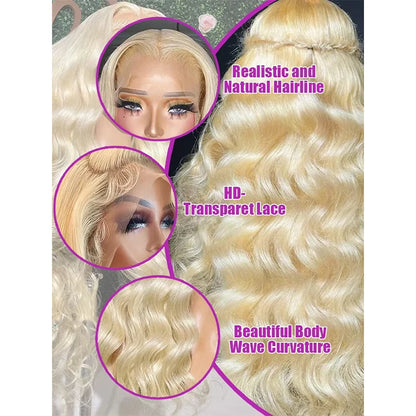 250 Density 613 HD Lace Frontal Wig 13x6 Transparent Colored Body Wave Human Hair Wig 13x4 Blonde Human Lace Front Wig 40 Inch - Opaline Glam Beauty