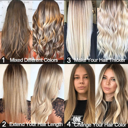 4/27 Ombre Body Wave Clip-In Human Hair Extensions – 120g 8pcs - Opaline Glam Beauty