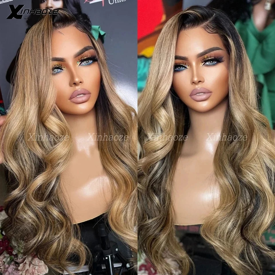 Brazilian Ombre Blonde Body Wave Human Hair Wig - Opaline Glam Beauty