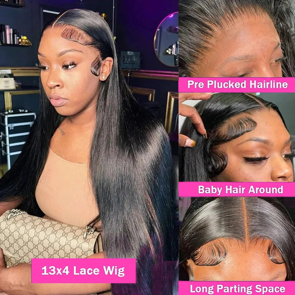 250% Density Bone Straight Glueless HD Lace Front Wig - Opaline Glam Beauty
