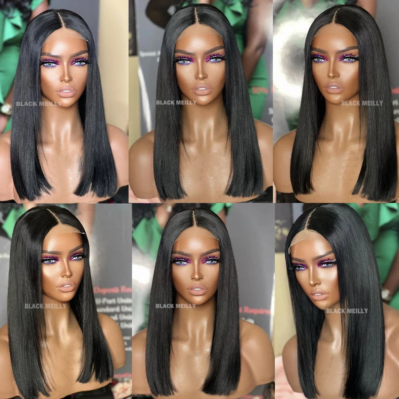 18 Inch Blunt Bob Full Lace Human Hair Wig – Silk Base, 180% Density - Opaline Glam Beauty