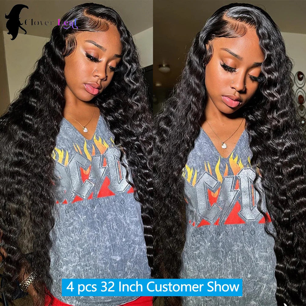 12A Deep Wave Human Hair Bundles 30–32 - Opaline Glam Beauty
