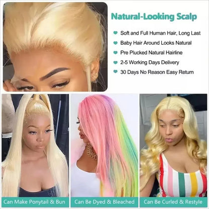 Rosslyn 613 Blonde Straight HD Lace Front Brazilian Human Hair Wig - Opaline Glam Beauty