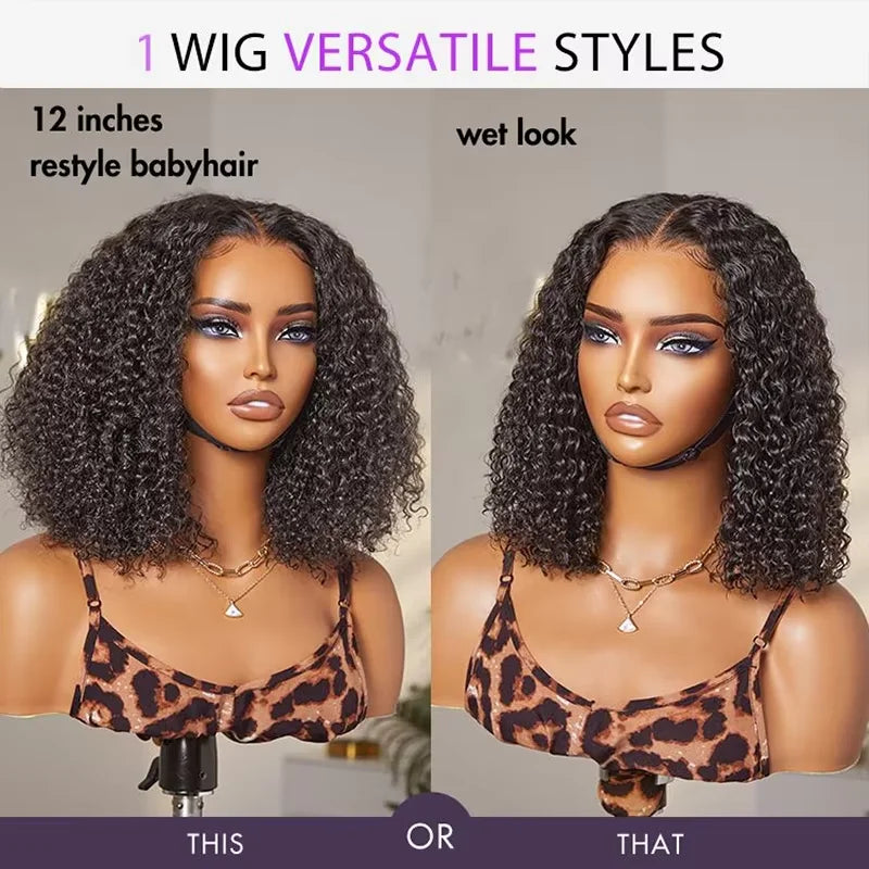 10" Deep Wave Glueless Bob Wig – 250% Density - Opaline Glam Beauty