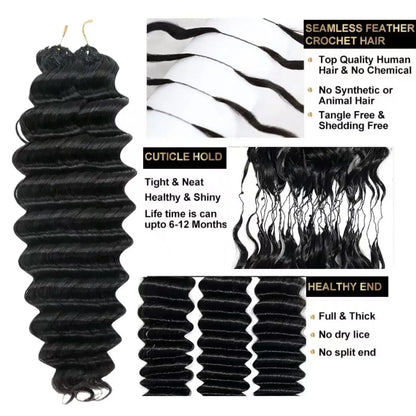 Deep Wave Feather Crochet Hair Extensions - Opaline Glam Beauty