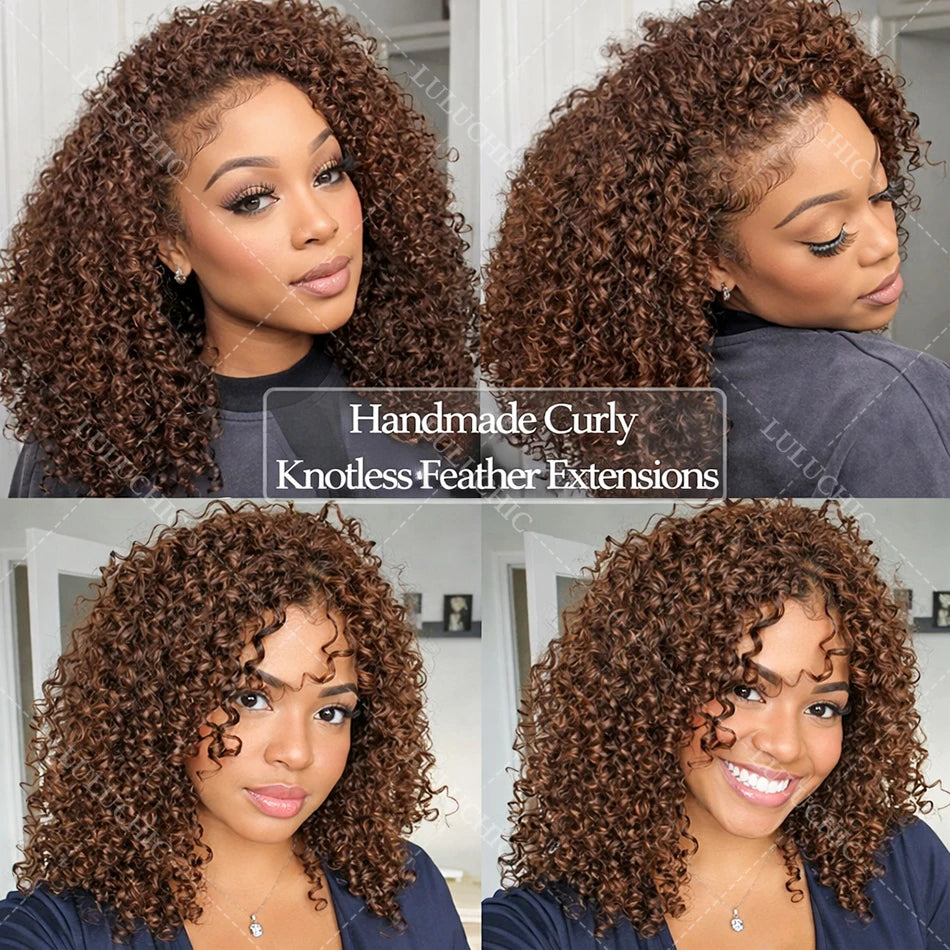 12A Dark Brown Kinky Curly Crochet Hair Extensions - Opaline Glam Beauty