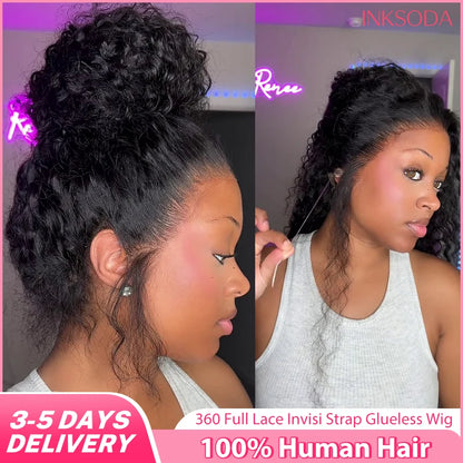 Glueless Invisible Strap 360 HD Deep Wave Lace Wig - Opaline Glam Beauty