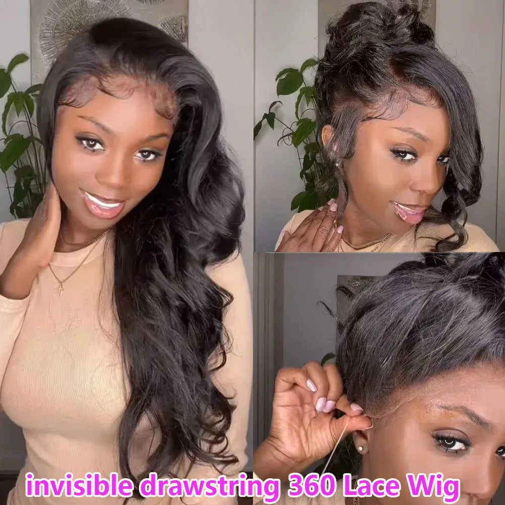 Hidden Strap 360 HD Body Wave Brazilian Virgin Human Hair Wig - Opaline Glam Beauty