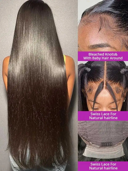 250% Density Glueless Bone Straight HD Lace Front Human Hair Wig - Opaline Glam Beauty