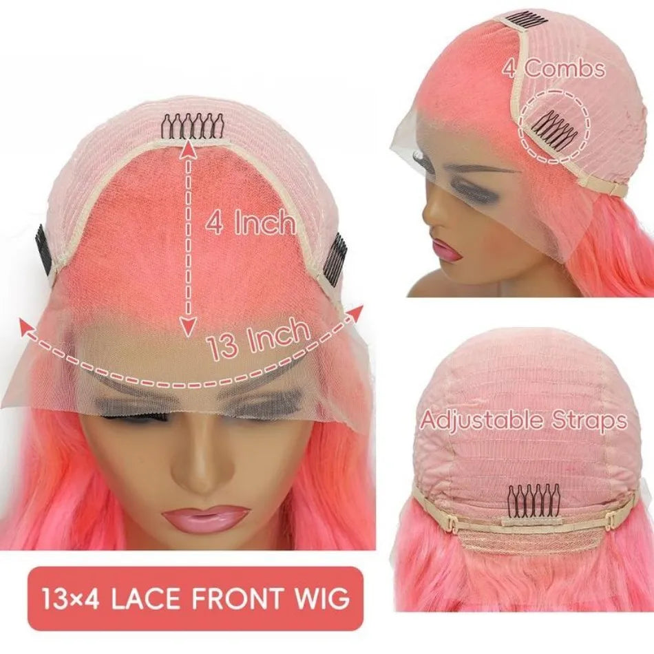 Pink Body Wave Human Hair Wig - Opaline Glam Beauty