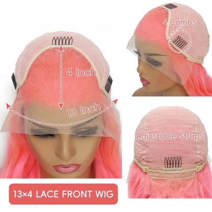 Pink Body Wave Human Hair Wig - Opaline Glam Beauty