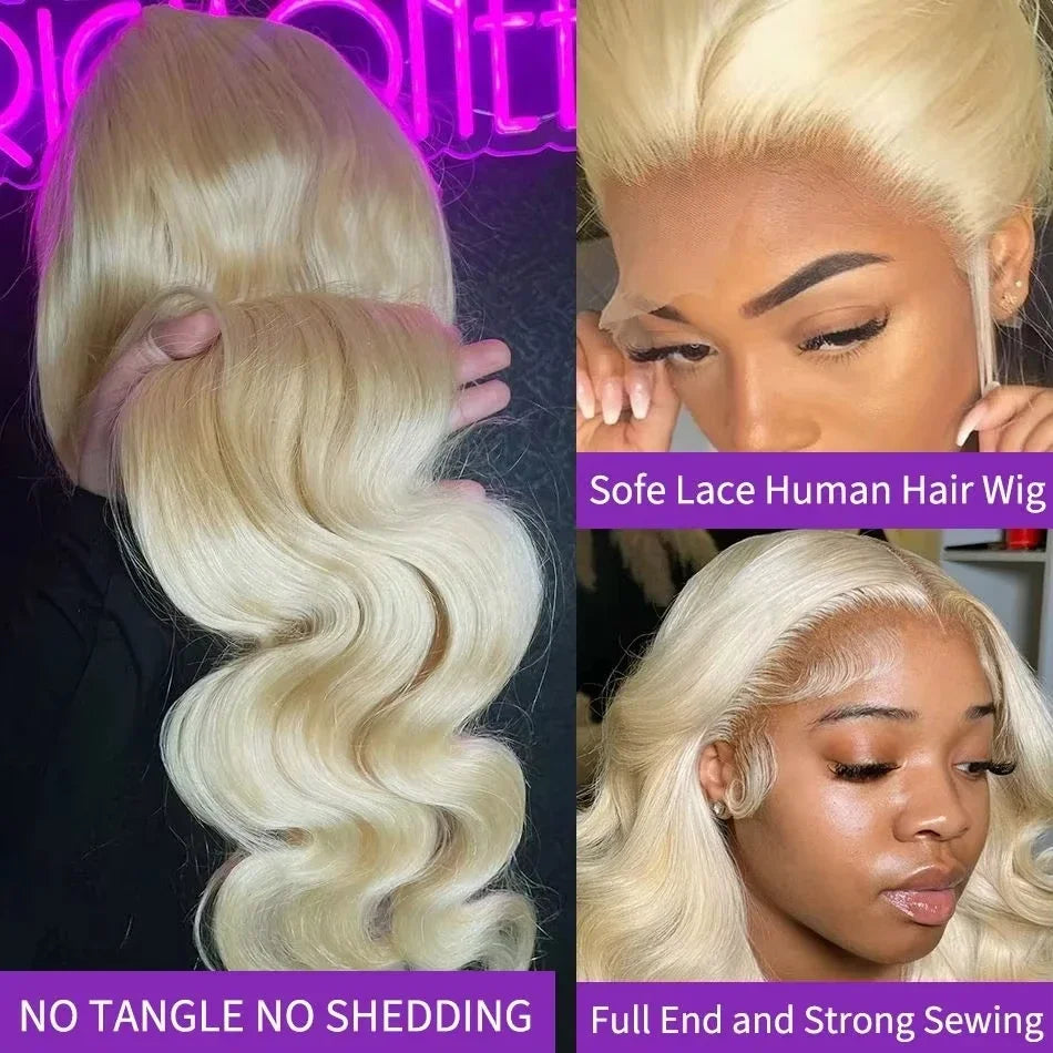 250 Density 613 HD Lace Frontal Wig 13x6 Transparent Colored Body Wave Human Hair Wig 13x4 Blonde Human Lace Front Wig 40 Inch - Opaline Glam Beauty