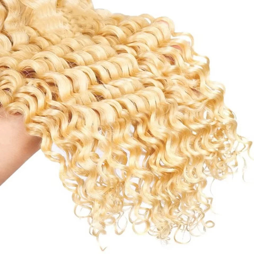 613 Blonde Deep Wave Curly Hair Bundles - Opaline Glam Beauty
