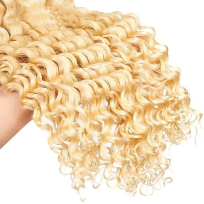 613 Blonde Deep Wave Curly Hair Bundles - Opaline Glam Beauty
