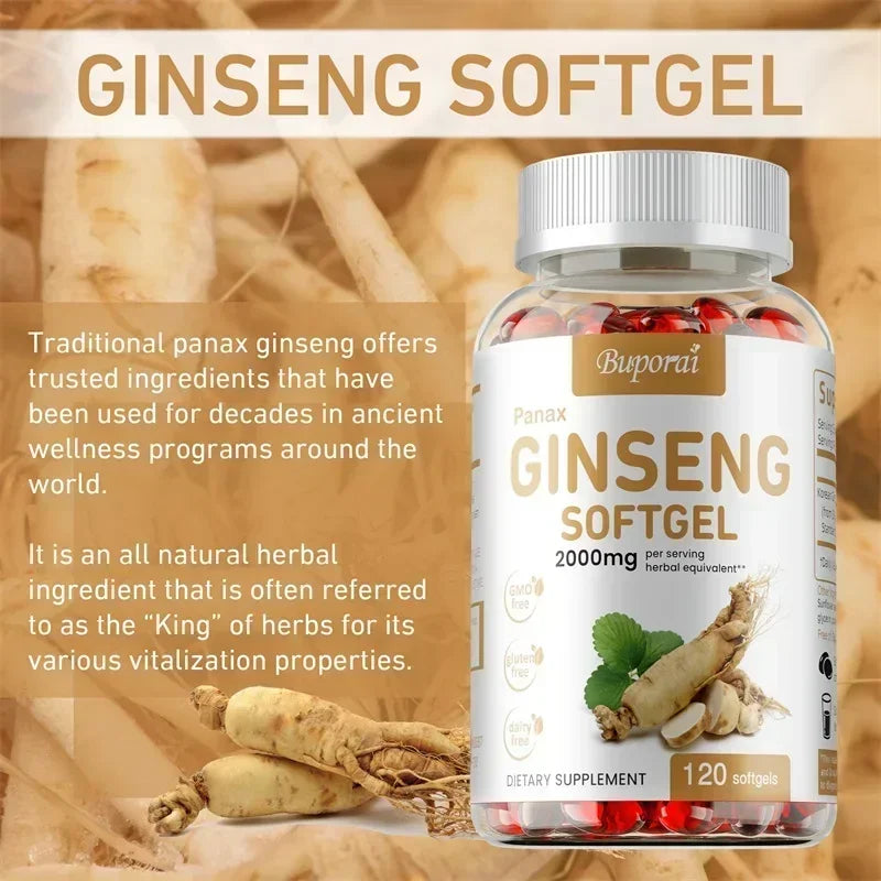 Red Panax Ginseng Capsules - for Immunity, Energy, Fatigue and Stress